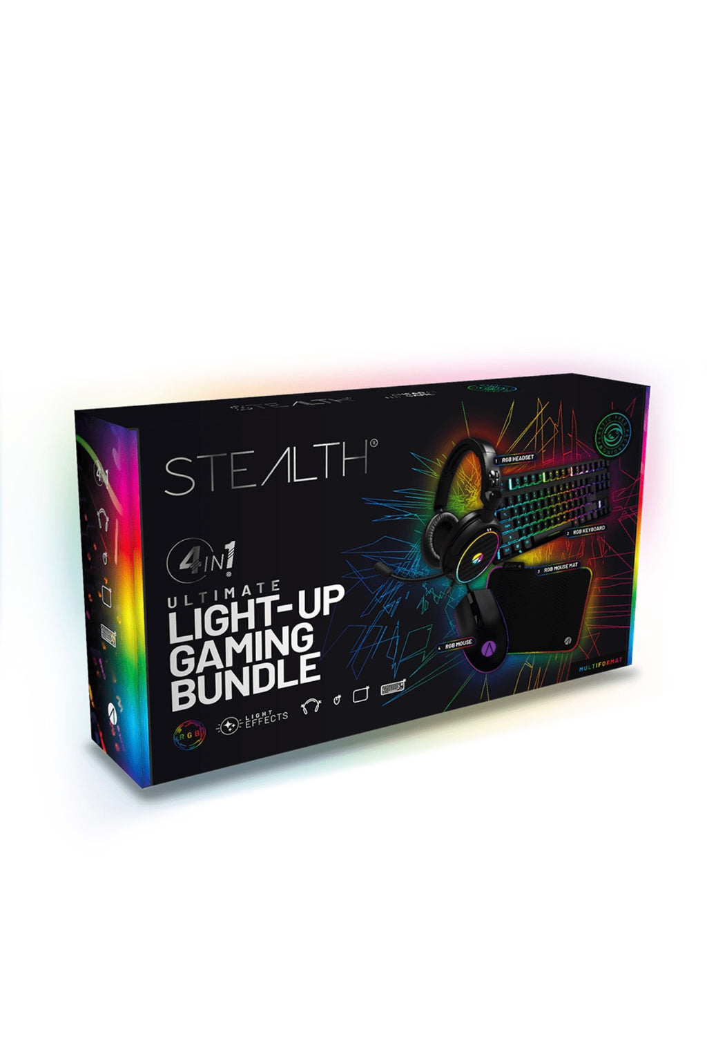 Stealth Light Up Gaming Setup Bundle - Keyboard, Mouse, Mouse Pad, C6-100 LED Gaming Headset