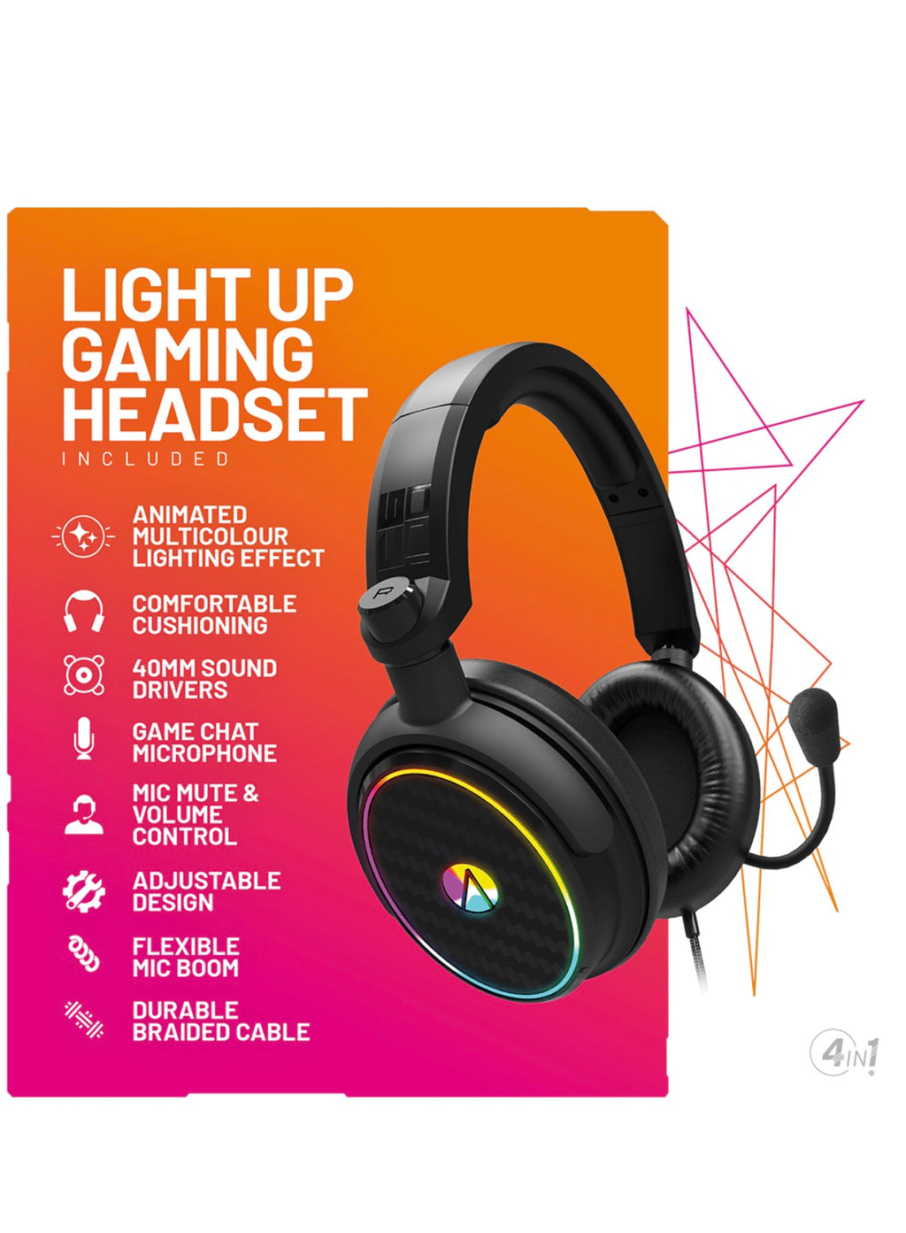 Stealth Light Up Gaming Setup Bundle - Keyboard, Mouse, Mouse Pad, C6-100 LED Gaming Headset