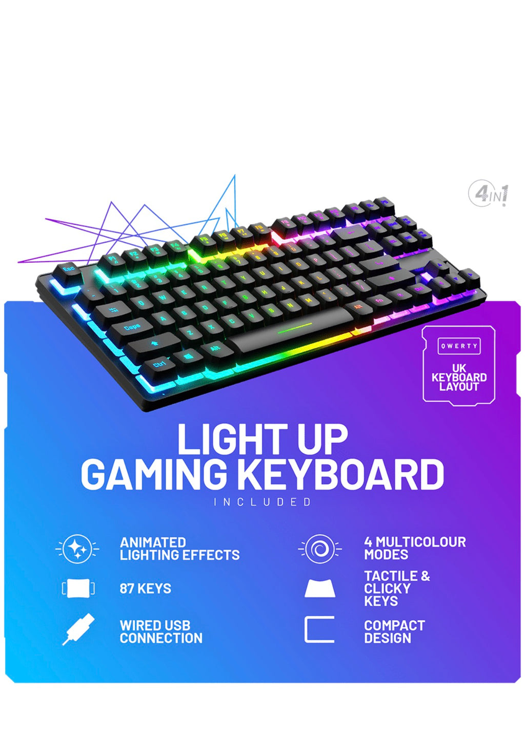 Stealth Light Up Gaming Setup Bundle - Keyboard, Mouse, Mouse Pad, C6-100 LED Gaming Headset