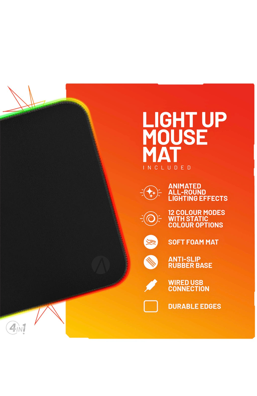 Stealth Light Up Gaming Setup Bundle - Keyboard, Mouse, Mouse Pad, C6-100 LED Gaming Headset