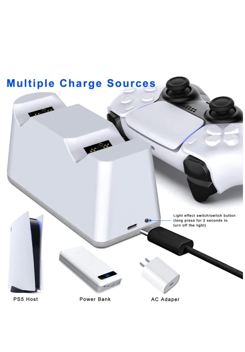 PS5 Dual Controller Fast Charger for PS5 controller&Dual Sense Controller