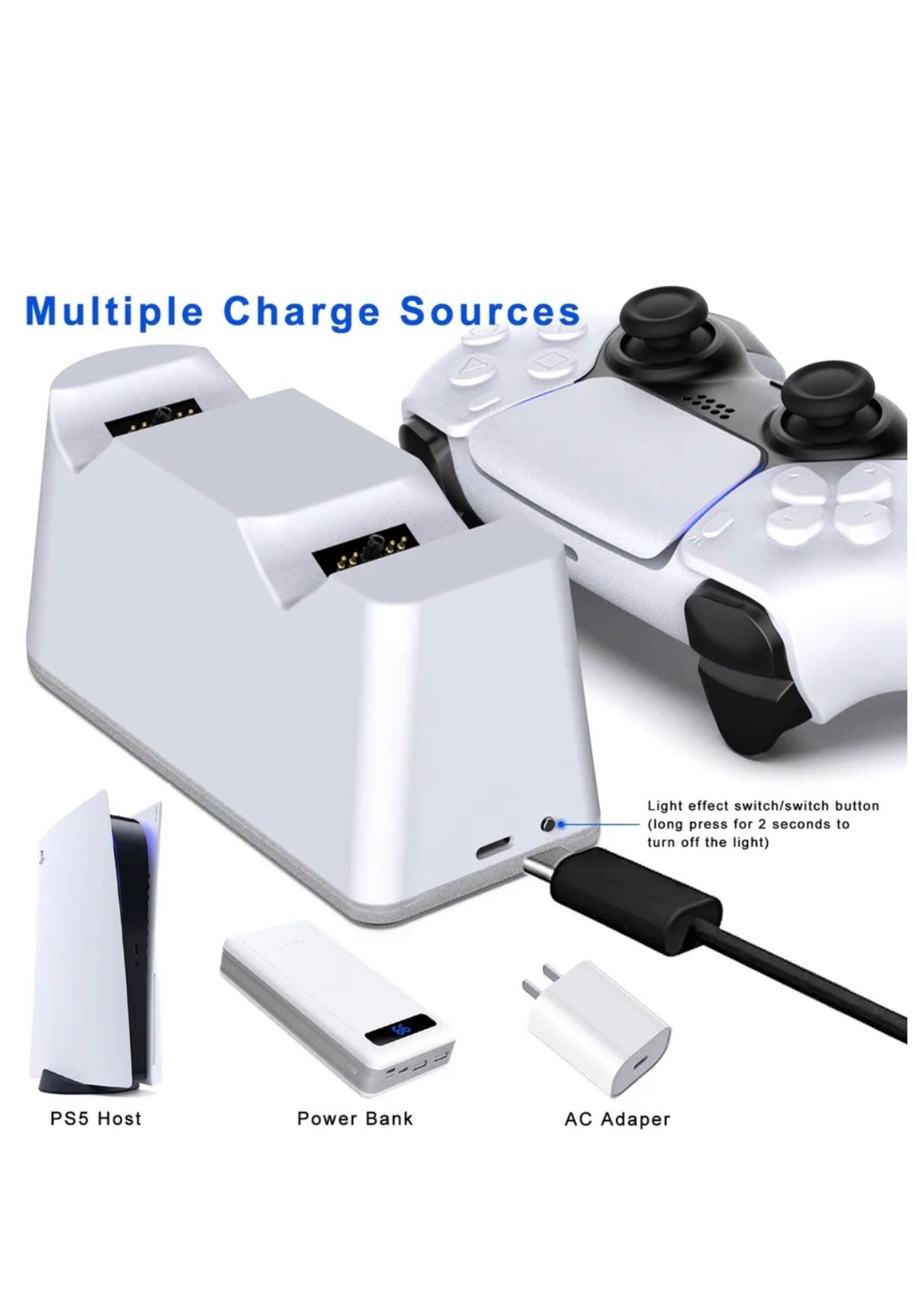 PS5 Dual Controller Fast Charger for PS5 controller&Dual Sense Controller